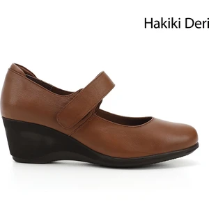 Kadın  Dolgu Taban Hakiki Deri Mary Jane Ayakkabı