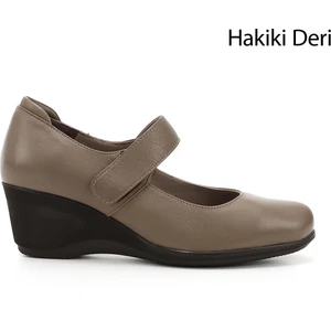 Kadın Vizon Dolgu Taban Hakiki Deri Mary Jane Ayakkabı
