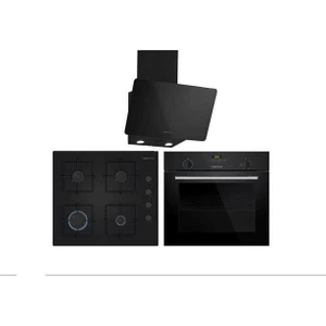 Elit Siyah Cam Ankastre Set Premıum Paket (FRMA234S + OE36K6P10D + DVK6J360)