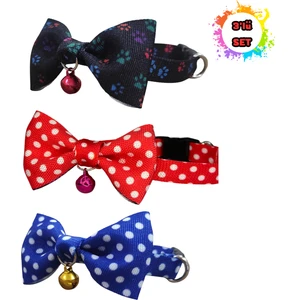 Papyonlu Kedi Boyun Tasmas 3 Lü Set Papyonlu Zilli 17-30 cm Ayarlanabilir Kedi Papyon Fiyonk