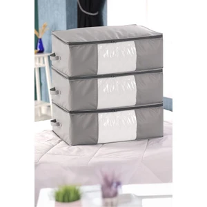Vedsey // Gri / Pencereli / Baza Düzenleyici Hurç 3'lü Set / 70X50X25 cm