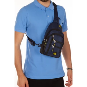 Erkek Kumaş USB Kulaklık Çıkışlı Bodybag Göğüs ve Omuz Çantası NEW172 - Lacivert
