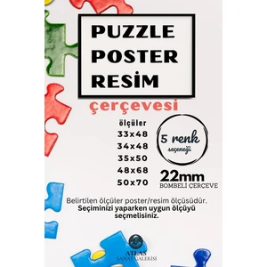 Puzzle Çerçevesi - 34x48 cm 500 Parça Renkli Siyah Kahverengi Altın Beyaz Pvc