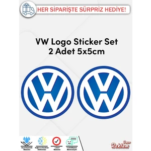 Volkswagen (Vw) Logo Sticker Set – 2 Adet 5x5 Cm, Suya Dayanıklı Vinil Çıkartma