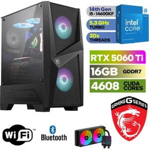 Msı-Şafak-Gaming Pc-Rtx 5060Tİ 16GB– Intel I5 14600KF– 32GB-64GB Ddr5 Ram-1tb M.2 Ssd-Windows 11 Pro