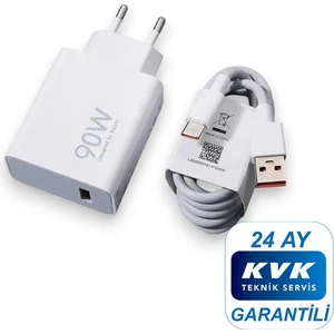 90W (Watt) Typ-C Hızlı Şarj Aleti Adaptörü Kablo Seti %100 Orıjinal ( Kvk Teknik Servis Garantili )