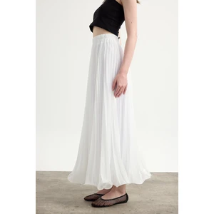 Ekru Misinalı Şifon Etek