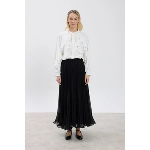 Siyah Misinalı Şifon Etek