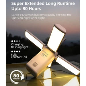 Cl2 Pro 14000 Mah Powerbank Kapasiteli Katlanabilir Kamp Lambası, 360° Aydınlatma (Krem)