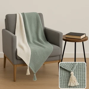 Rozet Tekstil Koltuk Şalı – Tv Battaniyesi  Pamuk Doğal 4 Katlı Müslin Kumaş