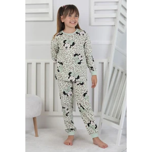 Leopar Desenli Minnie Mouse Kız Çocuk Pijama Takımı