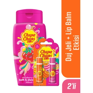 Chupa Chups Dudak Lip Balm 2li Çilek ve Portakal 300ML Çilek Kokulu Duş Jeli Hediyeli