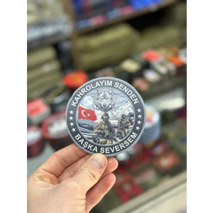 "kahrolayım Senden Başka Seversem" Yazılı Bozkurt ve Türk Askeri Temalı  3D Lazer  Kesim Arkası Cırtlı.  Patch  (Peç)
