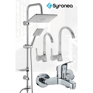 Delta Krom 3 Parça Banyo Mutfak Evye Lavabo Batarya Musluk Seti Duş Bataryası Evye Musluk
