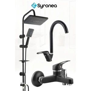 Özel Robot Yağmurlama Siyah Tepe Duş Seti Banyo Lavabo Batarya Musluk Set