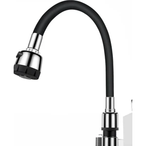 Renkli Silikonlu Oynar Başlıklı 2 Fonksiyonlu Spiral Musluk Başlığı - Siyah (4788)