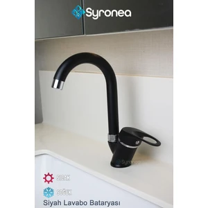 Kısa Siyah Mix Lavabo Bataryası Aç Kapa Banyo Lavabo Musluk