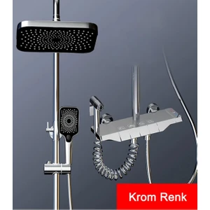 Aquashower Krom Piyano Banyo Batarya Robot Tepe Yağmurlama Duş Seti Yeni Nesil Duş Takımı Garantili