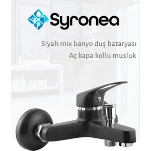 Siyah Mix Banyo Bataryası Duş Aç Kapa Musluk Sıcak Soğuk Su Girişli 3 Yıl Garanti