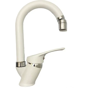 Beyaz Mix Lavabo Mutfak Bataryası Oynar Başlıklı Garantili Musluk Aç Kapa Kollu