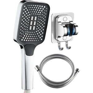 Oecanwhisper Kaliteli Fonksiyonlu Banyo Duş Başlığı Seti 1,5 M. Örgülü Hortum ve Yapışkanlı Mafsal
