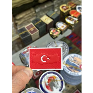 3D Lazer Kesim Türk Bayrağı Plastik Patch (Peç) Arkası Cırtlı
