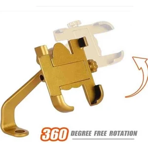 Bisiklet ve Motosiklet Sarı Telefon Tutucu Ayna Bağlantılı  Alüminyum Alaşımlı 360 Derece Hareket