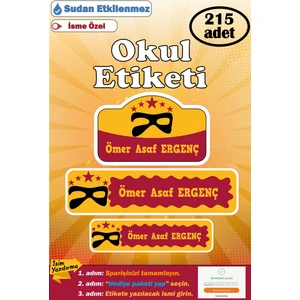 Ayza Tasarım Isme Özel Okul Etiketi Kalem Defter Etiketi Kız Erkek Çocuk Maske Figürlü Isim Etiketi
