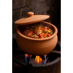 Doğal Toprak Güveç Tencere 2L , Kapak Hediyeli, Ocak & Fırın Uyumlu, 3 Yıl Garantili