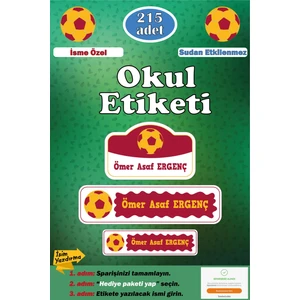 Ayza Tasarım Isme Özel Okul Etiketi Kalem Defter Etiketi Sticker Çocuk Futbol Sarı Kırmızı Figürlü Isim Etiketi
