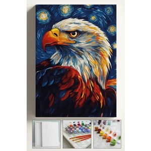 Sayılarla Boyama Seti Numaralı Tuval Fırça Boya Dahil Kasnaklı Set 50X70 cm - Yıldızlı Gece Kartal