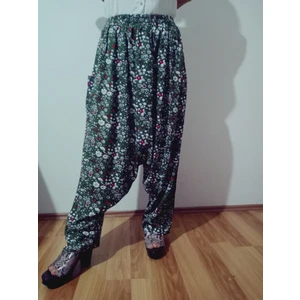 Viskon Basma Kumaş Çiçek Desenli Cepli Şalvar %100 Pamuk 38 Beden 100 Kiloya Kadar