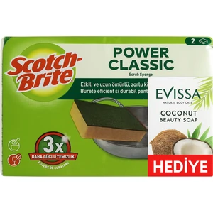 Scotch Brite Power Classic Bulaşık Süngeri Yeşil 2'li Oluksuz Düz Klasik x 4 Paket ( 8 Sünger)