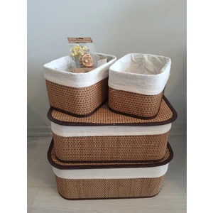 Bambu Dikdörtgen 4'lü Sepet 2 Kapaklı - 2 Kapaksız