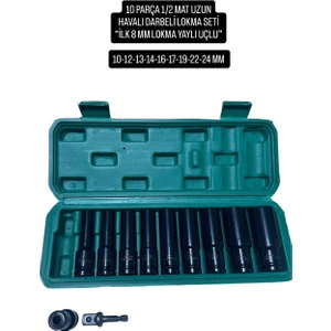 Freed Yeıt 10 Parça 1/2 Mat 6 Köşe Derin Havalı Darbelı Profosyonel Lokma Seti 10-22 Mm Yeşil