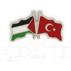 Esra Pamir Metal Aksesuar Filistin Bayrağı Temalı Kadınlar İçin 3x1.7 cm Dayanıklı Tasarım