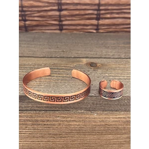 Rupen Kraft Ayarlanabilir Ölçü Saf Bakır Bileklik Yüzük Seti Bakır Bileklik Bakır Yüzük Set