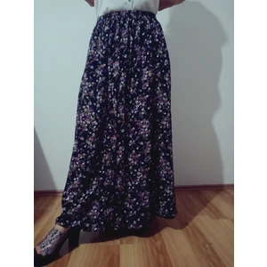 Beli Lastikli Desenli Viskon Basma Kumaş Maxi Boy Anne Etek