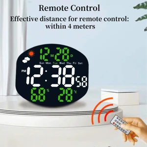 Geniş Ekranlı LED Saat Duvar Saati Sıcaklık ve Nem Tarihi Pazar Modu Elektronik Duvar Saati