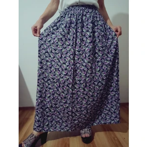 Beli Lastikli Desenli Viskon Basma Kumaş Maxi Boy Anne Etek
