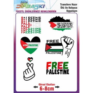 F17 Ajans Ütü ile Kumaşa Yapışan Free Palestine Pray Özgür Filistin Baskı