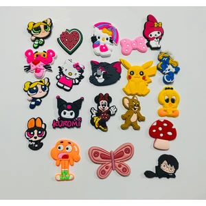 Modavıa Terlik Süsü 20  Adet Unısex Bayan Erkek Kakrışık  Özel Jibbitz Terlik Süsü Crocs ve Tüm Terliklere Uyumlu Sevimli Fiğürler