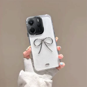 Xiaomi Redmi Note 14 5g Uyumlu Kılıf Zebana Bow Silikon Kılıf Şeffaf