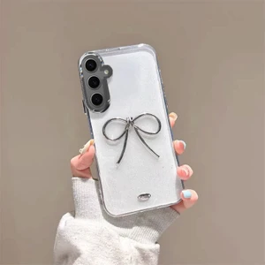 Samsung Galaxy S24 Plus Uyumlu Kılıf Zebana Bow Silikon Kılıf Şeffaf