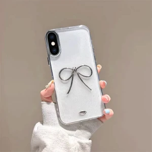 Apple iPhone Xs Uyumlu Kılıf Zebana Bow Silikon Kılıf Şeffaf