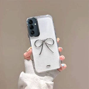 Samsung Galaxy A55 Uyumlu Kılıf Zebana Bow Silikon Kılıf Şeffaf