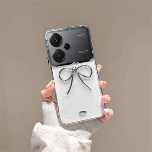 Xiaomi Redmi Note 13 Pro Plus 5g Uyumlu Kılıf Zebana Bow Silikon Kılıf Şeffaf
