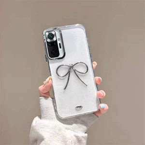 Xiaomi Redmi Note 10 Pro Max Uyumlu Kılıf Zebana Bow Silikon Kılıf Şeffaf