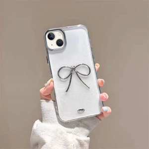 Apple iPhone 13 Uyumlu Kılıf Zebana Bow Silikon Kılıf Şeffaf