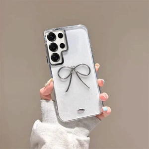 Samsung Galaxy S23 Ultra Uyumlu Kılıf Zebana Bow Silikon Kılıf Şeffaf